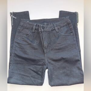 Colombian Black Skinny Zip-Hem Jeans